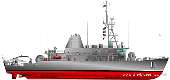 Корабль USS MCM-11 Gladiator [Minesweeper] - чертежи, габариты, рисунки